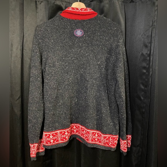 The Disney Store Women's L Winnie the Pooh Wool Zip Up Jacket Gray Red - Picture 3 of 5